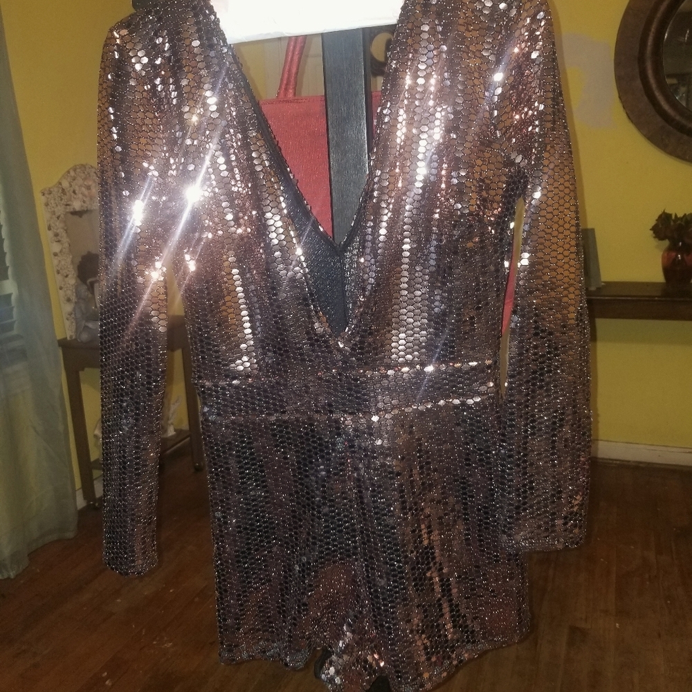 Charlotte Russe Gold Sequins shorts Jumper